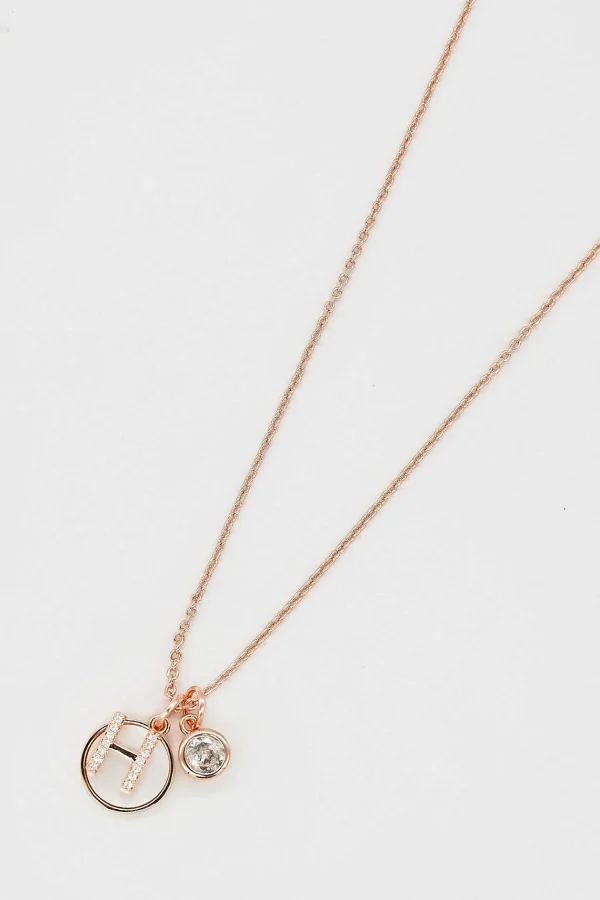 Cherish H Initial Necklace In Rose Gold* Jewellery