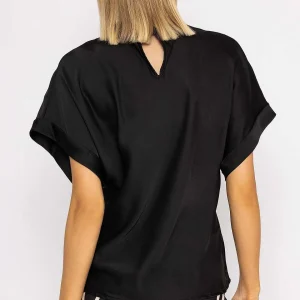 Pala D'oro High Neck Sateen Top In Black*Women Tops & Blouses