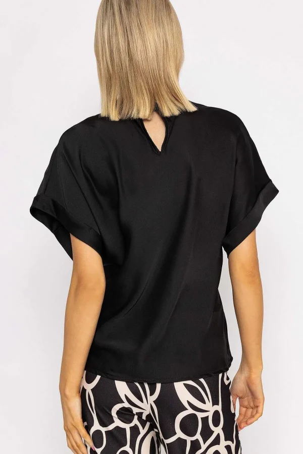 Pala D'oro High Neck Sateen Top In Black*Women Tops & Blouses