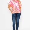 Pala D'oro High Neck Sateen Top In Pink And Orange Print*Women Tops & Blouses