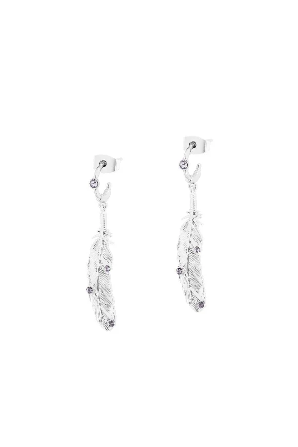 Tipperary Crystal Jewellery Hoop Earrings With Feathers In Silver* Boxed Gifts