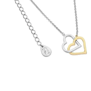 Tipperary Crystal Jewellery Interlinked Two Tone Heart Necklace* Boxed Gifts