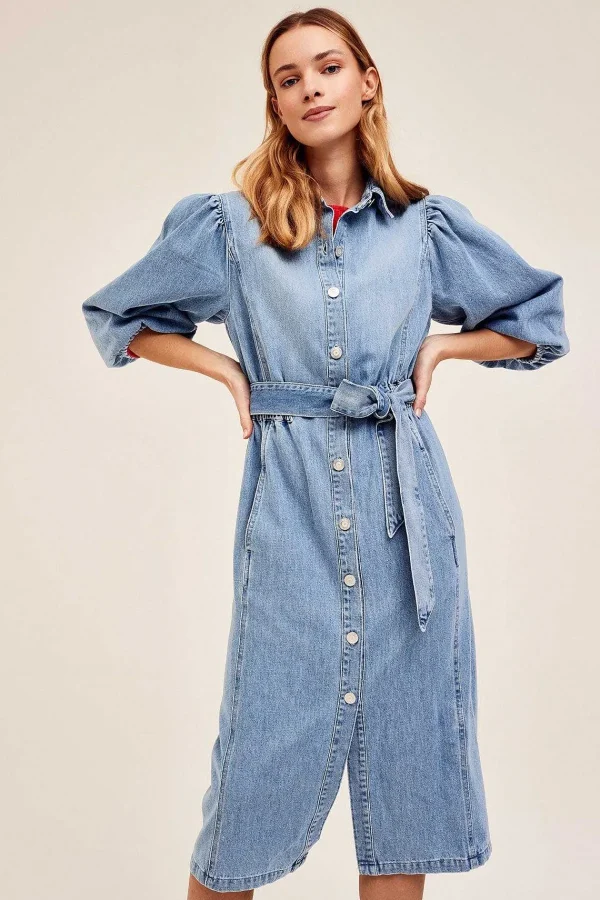 Cks Fashion Ivorys Midi Denim Dress*Women Dresses & Jumpsuits