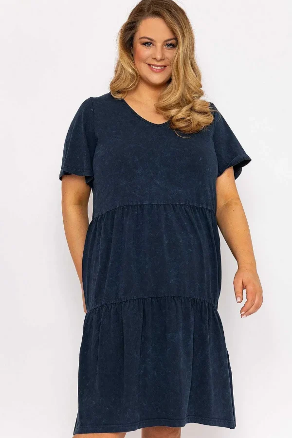 Ulla Popken Jersey Knee Length Dress In Navy*Women Dresses & Jumpsuits