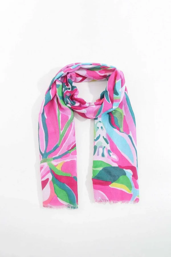SOUL Accessories Jungle Leave Scarf In Pink* Accessories