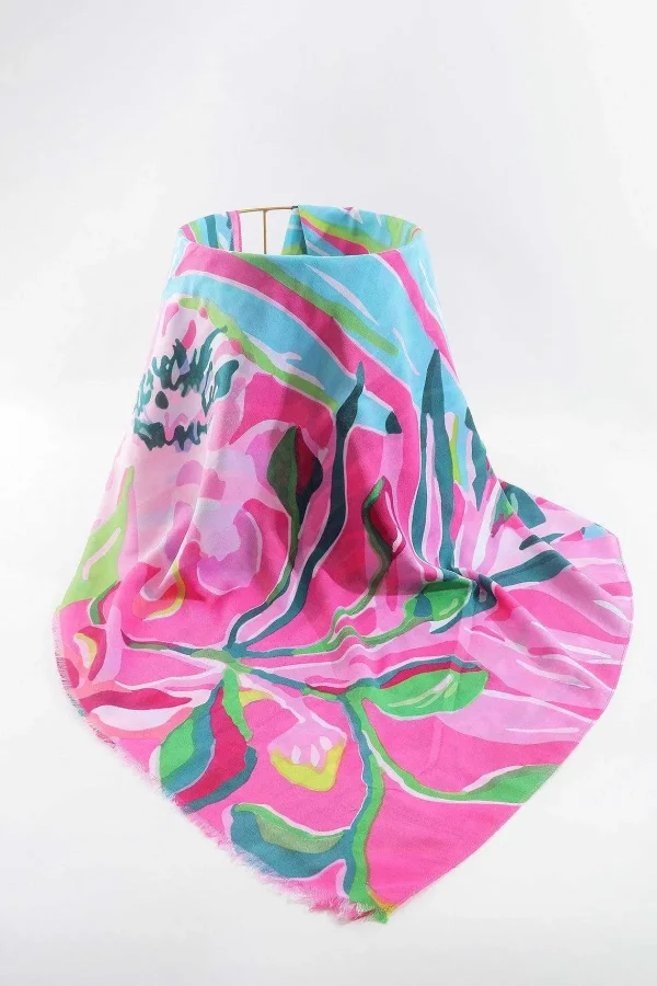 SOUL Accessories Jungle Leave Scarf In Pink* Accessories