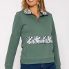 Kelly & Grace Weekend Khaki 1/4 Zip Pocket Sweatshirt*Women Hoodies & Sweatshirts