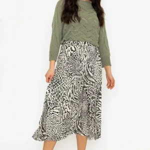 Pala D'Oro Khaki Animal Print Pleated Skirt*Women Skirts & Shorts