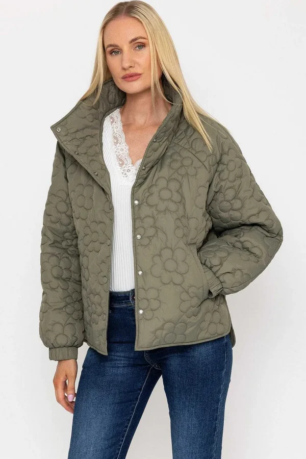 J'aime la Vie Khaki Floral Quilt Boxy Jacket*Women Coats & Jackets