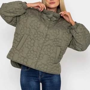 J'aime la Vie Khaki Floral Quilt Boxy Jacket*Women Coats & Jackets