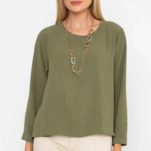 Pala D'oro Khaki Top With Necklace*Women Tops & Blouses