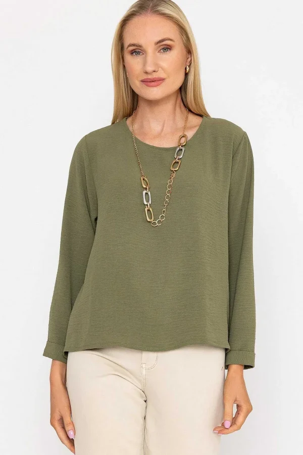 Pala D'oro Khaki Top With Necklace*Women Tops & Blouses