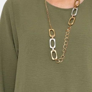 Pala D'oro Khaki Top With Necklace*Women Tops & Blouses