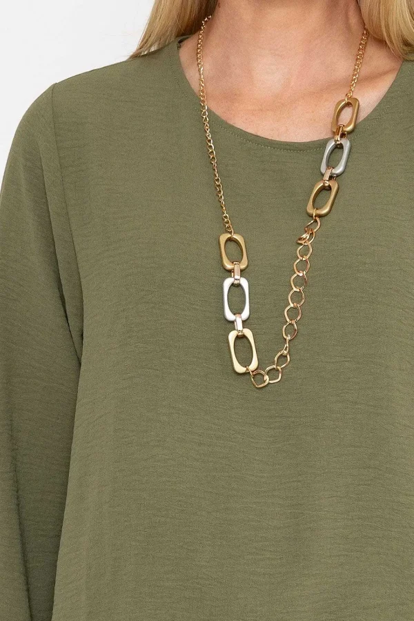 Pala D'oro Khaki Top With Necklace*Women Tops & Blouses