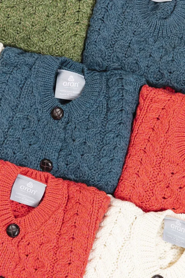 Aran Woollen Mills Kids Aran Cardigan In Blue*Women Jumpers & Cardigans
