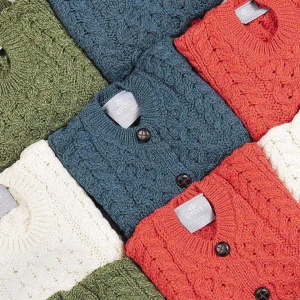 Aran Woollen Mills Kids Aran Cardigan In Green*Women Jumpers & Cardigans