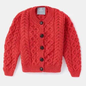 Aran Woollen Mills Kids Aran Cardigan In Red*Women Jumpers & Cardigans