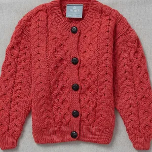 Aran Woollen Mills Kids Aran Cardigan In Red*Women Jumpers & Cardigans