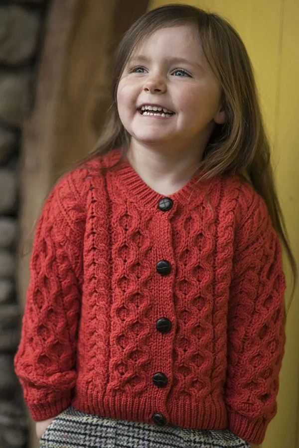 Aran Woollen Mills Kids Aran Cardigan In Red*Women Jumpers & Cardigans