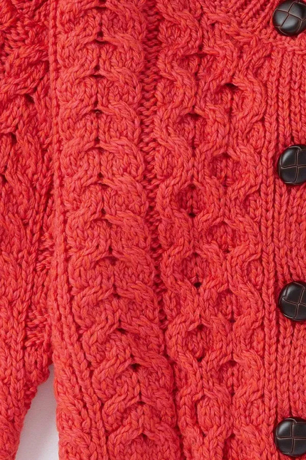 Aran Woollen Mills Kids Aran Cardigan In Red*Women Jumpers & Cardigans