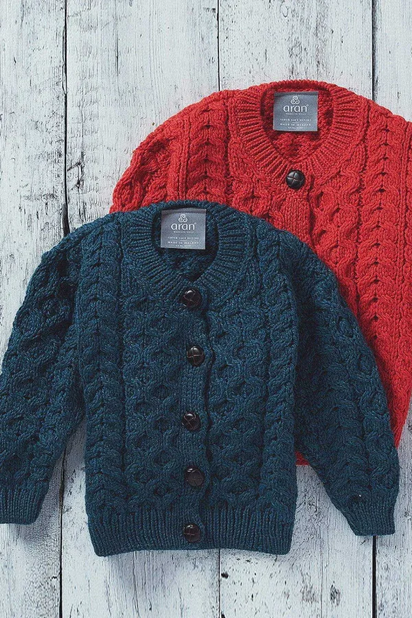 Aran Woollen Mills Kids Aran Cardigan In Red*Women Jumpers & Cardigans