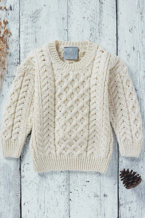 Aran Woollen Mills Kids Aran Jumper In Cream*Women Jumpers & Cardigans