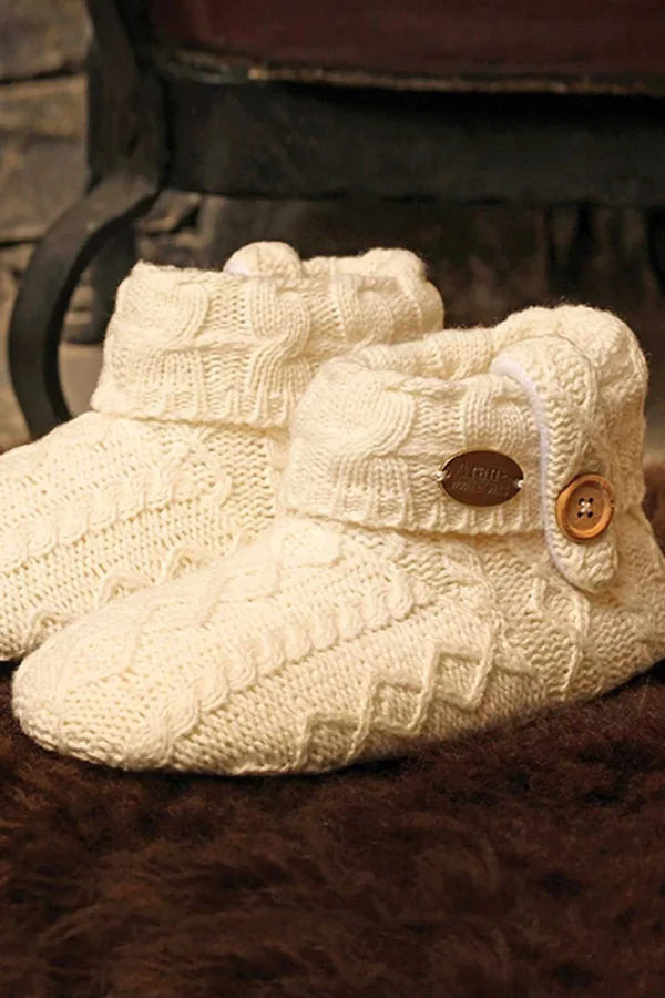 Aran Woollen Mills Kids Cable Knit Boot Slippers*Women Nightwear