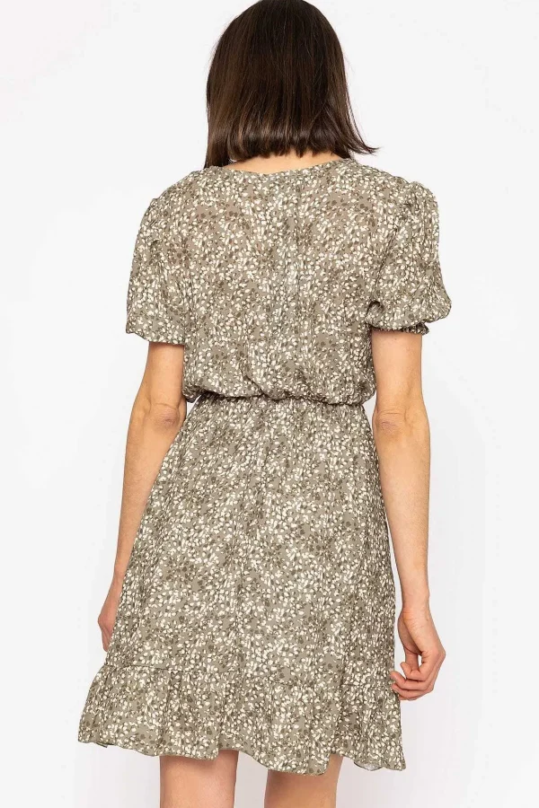 Pala D'oro Kimberley Short Dress In Khaki Floral Print*Women Dresses & Jumpsuits