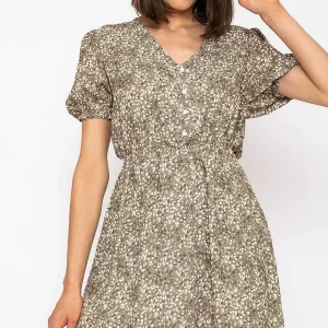 Pala D'oro Kimberley Short Dress In Khaki Floral Print*Women Dresses & Jumpsuits