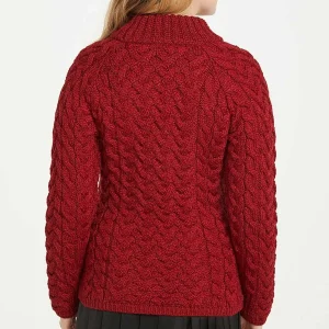 Aran Woollen Mills Knightstown Aran Crew Sweater In Red*Women Jumpers & Cardigans