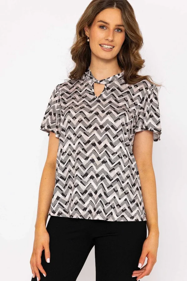 J'aime la Vie Knot Neck Top In Beige Print*Women Tops & Blouses