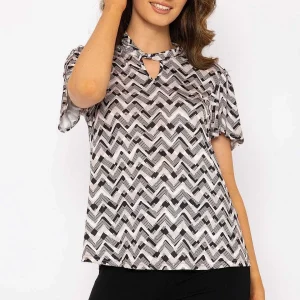 J'aime la Vie Knot Neck Top In Beige Print*Women Tops & Blouses