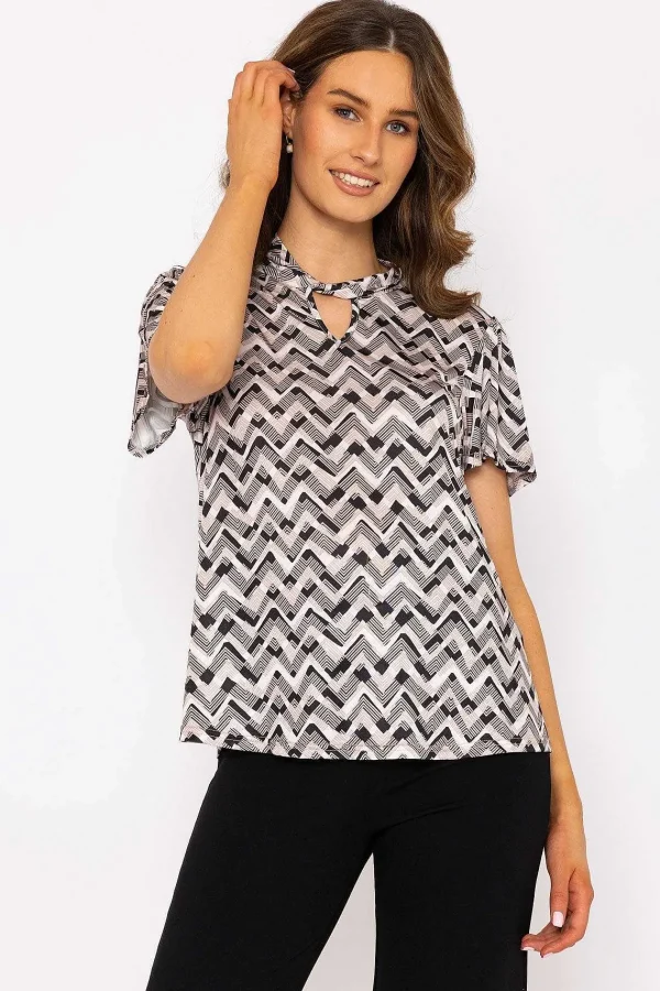 J'aime la Vie Knot Neck Top In Beige Print*Women Tops & Blouses