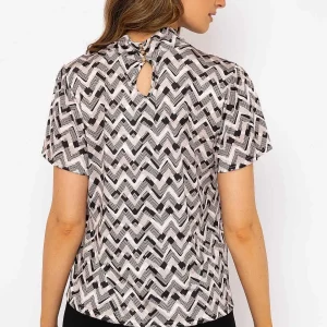 J'aime la Vie Knot Neck Top In Beige Print*Women Tops & Blouses