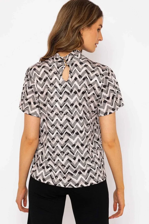 J'aime la Vie Knot Neck Top In Beige Print*Women Tops & Blouses
