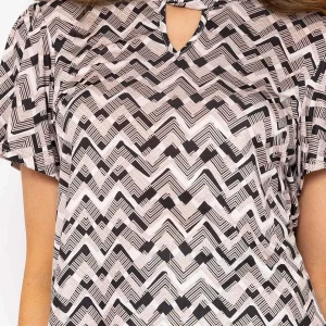 J'aime la Vie Knot Neck Top In Beige Print*Women Tops & Blouses