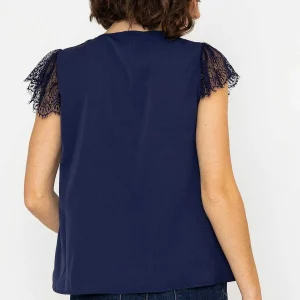 Rowen Avenue Lace Cap Sleeve Top In Navy*Women Tops & Blouses