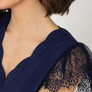 Rowen Avenue Lace Cap Sleeve Top In Navy*Women Tops & Blouses