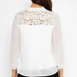 Pala D'oro Lace Insert Blouse In Ecru*Women Tops & Blouses