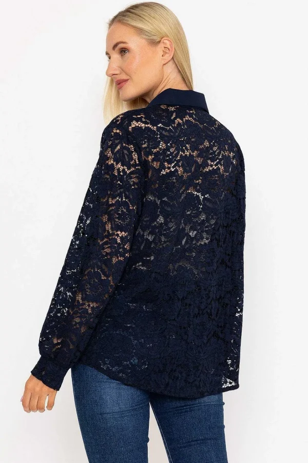 Pala D'oro Lace Shirt In Navy*Women Tops & Blouses