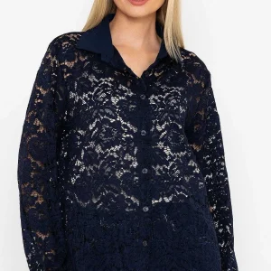 Pala D'oro Lace Shirt In Navy*Women Tops & Blouses