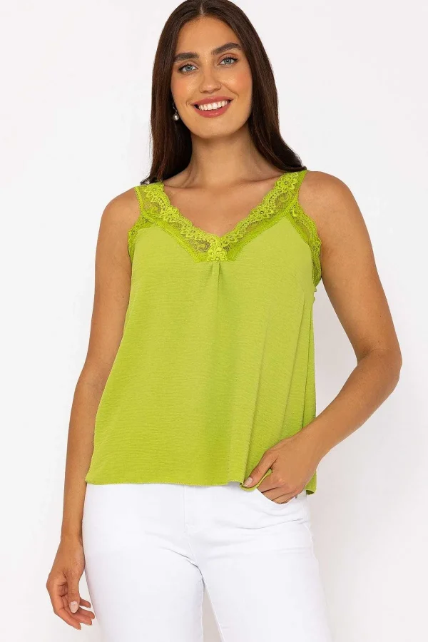 Pala D'oro Lace Trim Cami In Green*Women Tops & Blouses