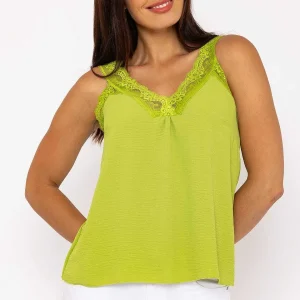 Pala D'oro Lace Trim Cami In Green*Women Tops & Blouses