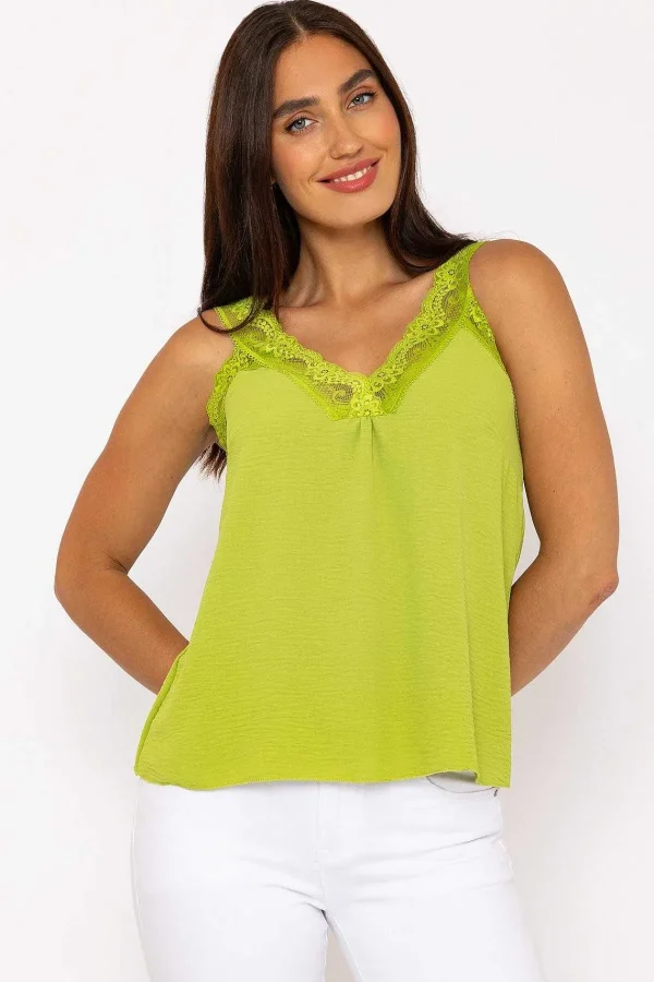 Pala D'oro Lace Trim Cami In Green*Women Tops & Blouses