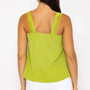 Pala D'oro Lace Trim Cami In Green*Women Tops & Blouses