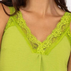 Pala D'oro Lace Trim Cami In Green*Women Tops & Blouses