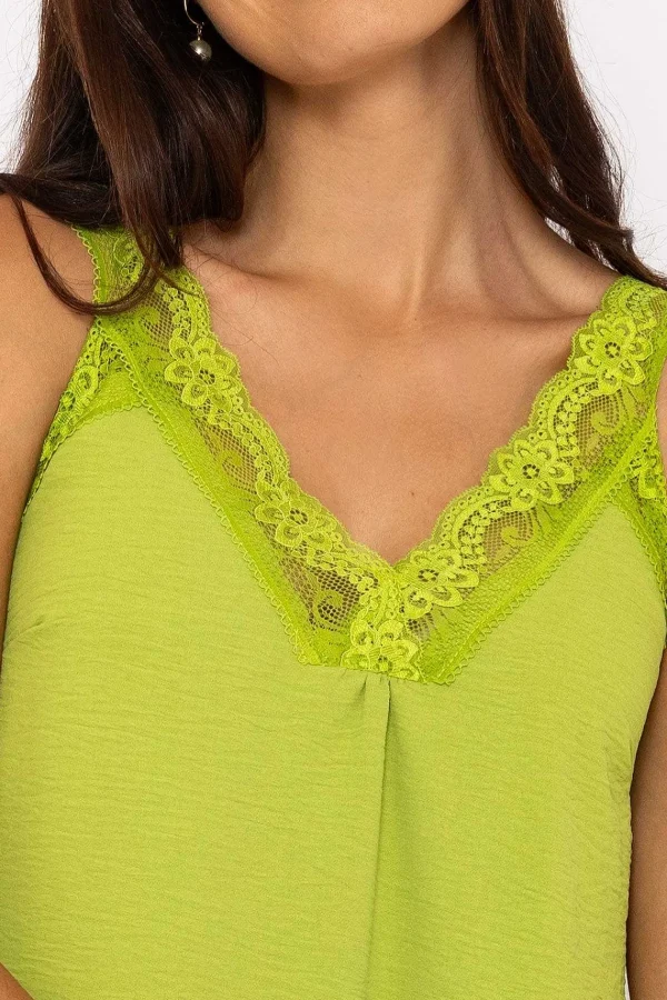 Pala D'oro Lace Trim Cami In Green*Women Tops & Blouses