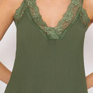 Pala D'oro Lace Trim Pleated Cami In Khaki*Women Tops & Blouses