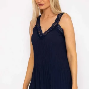 Pala D'oro Lace Trim Pleated Cami In Navy*Women Tops & Blouses