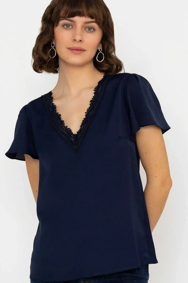 Rowen Avenue Lace V-Neck Top In Navy*Women Tops & Blouses